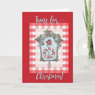Festiva Tarjeta de Navidades de reloj cuco