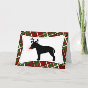 Festiva Tarjeta de Navidades de renos de Bull Terrier