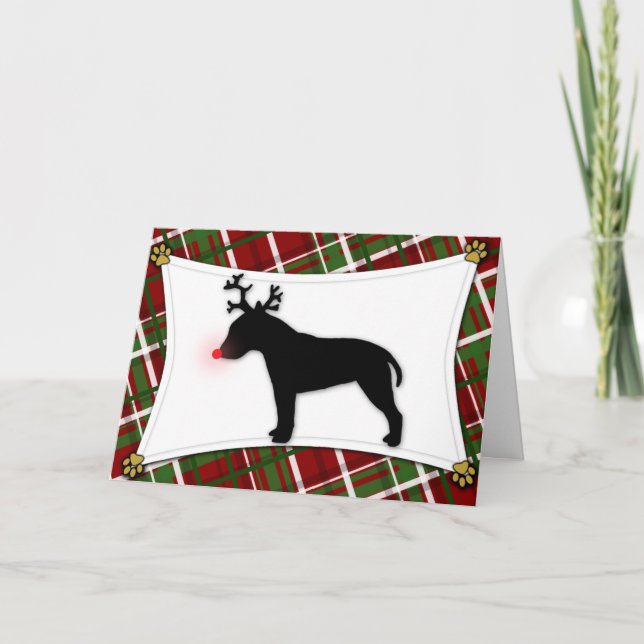 Festiva Tarjeta de Navidades de renos de Bull Terrier (Anverso)