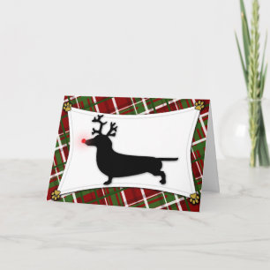 Festiva Tarjeta de Navidades de renos de Dachshund