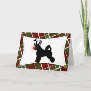 Festiva Tarjeta de Navidades de renos de perro de agua por