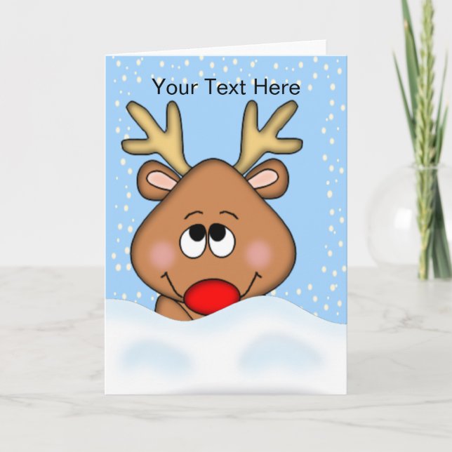 Festiva Tarjeta de Navidades de renos pequeños (Anverso)