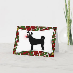 Festiva Tarjeta de Navidades de renos Shiba Inu
