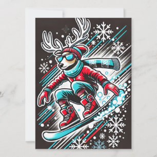 Festiva Tarjeta de Navidades de renos Snowboard de Guay pa