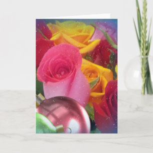 Festiva tarjeta de navidades de rosas de bonito