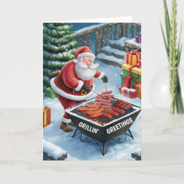 Festiva Tarjeta de Navidades de Santa Barbecue