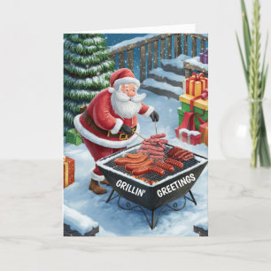 Festiva Tarjeta de Navidades de Santa Barbecue