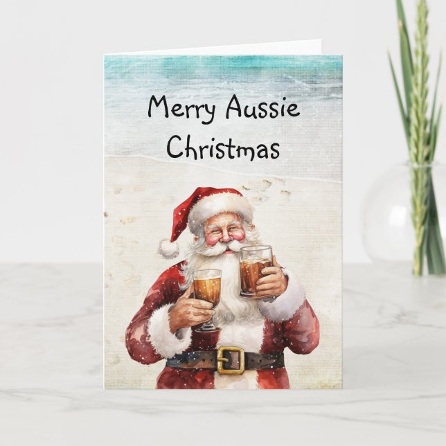 Festiva Tarjeta de Navidades de Santa Claus de Australia (Anverso)