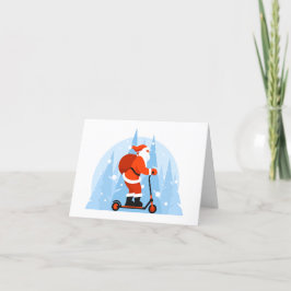 Festiva Tarjeta de Navidades de Santa Claus Riding Scooter