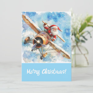 Festiva Tarjeta de Navidades de Santa Claus (Santa en avió