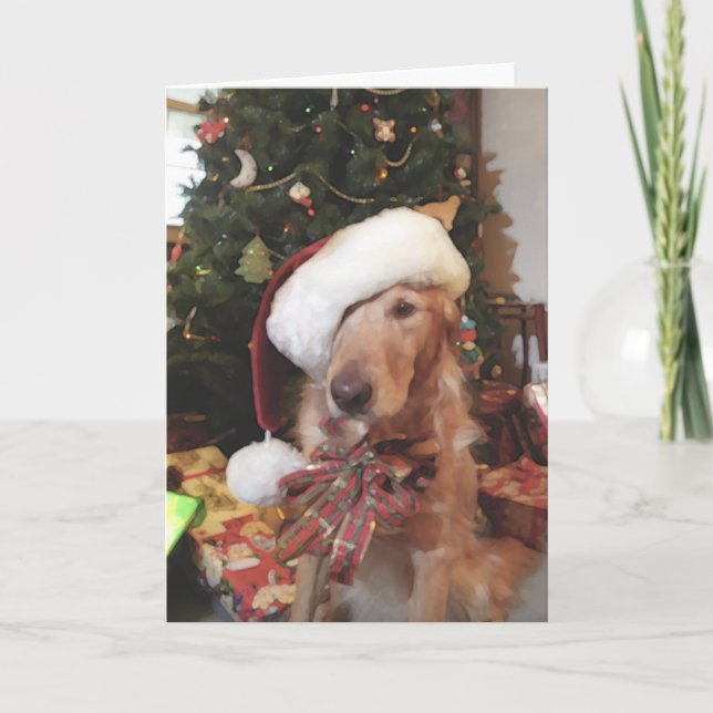 Festiva Tarjeta de Navidades de Santa Paws (Anverso)