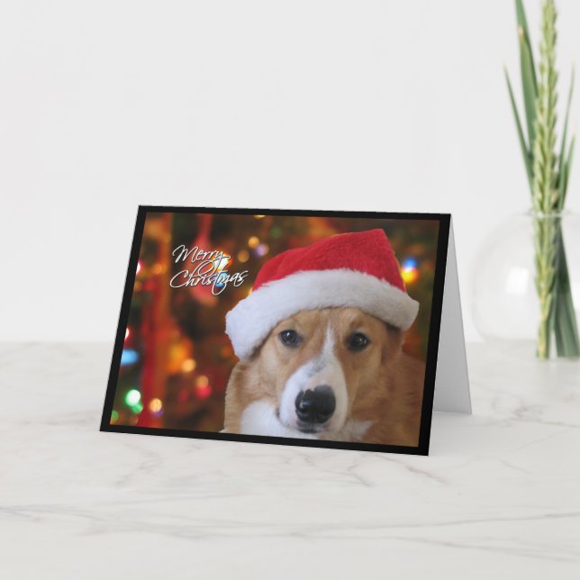 Festiva Tarjeta de Navidades de Santa Pembroke Welsh Corgi (Anverso)