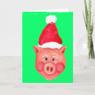 Festiva Tarjeta de Navidades de Santa Pig