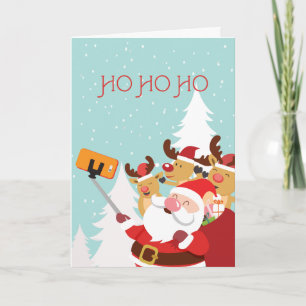 Festiva Tarjeta de Navidades de Santa Selfie