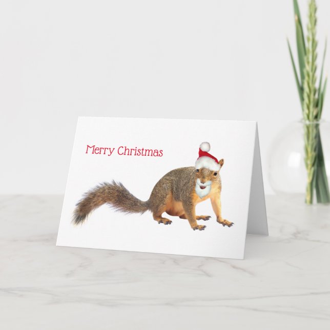 Festiva Tarjeta de Navidades de Santa Squirrel (Anverso)