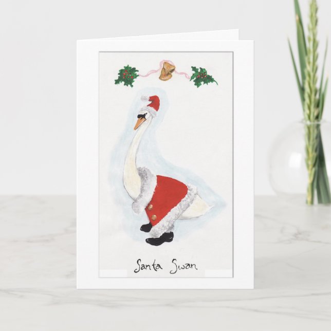 Festiva Tarjeta de Navidades de Santa Swan (Anverso)