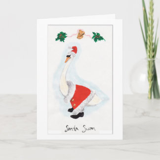 Festiva Tarjeta de Navidades de Santa Swan