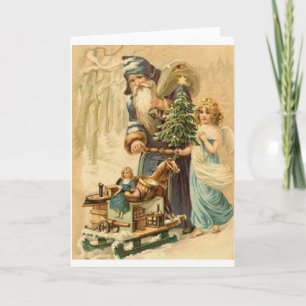 Festiva Tarjeta de Navidades de Santa y Angel de Victoria