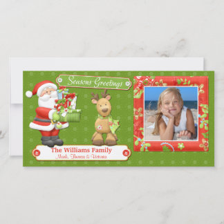Festiva Tarjeta de Navidades de Santa y de renos
