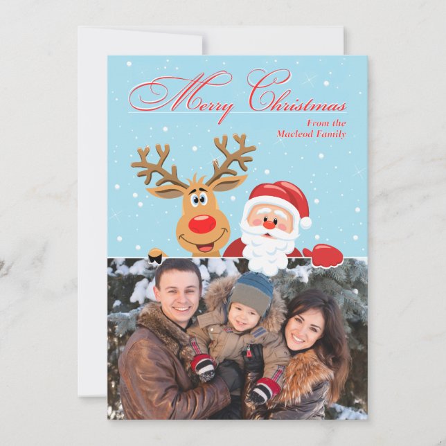 Festiva Tarjeta de Navidades de Santa y Rudolph (Anverso)