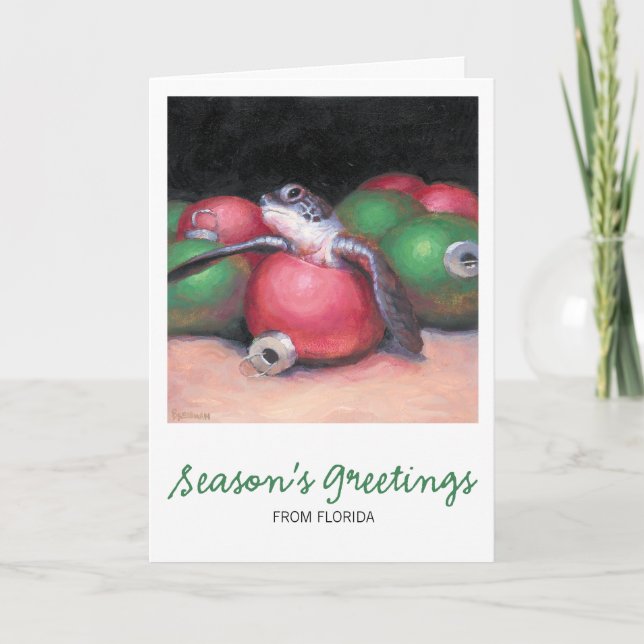 Festiva Tarjeta de Navidades de Sea Turtle Florida (Anverso)