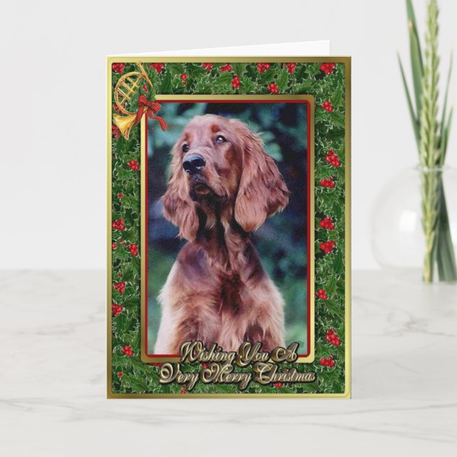 Festiva Tarjeta de Navidades de Setter Dog Blank de Irland (Anverso)