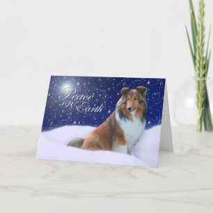 Festiva Tarjeta de Navidades de Sheltie Peace