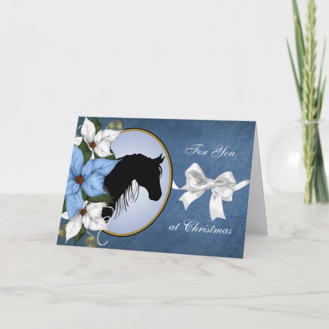 Festiva Tarjeta de Navidades de Silhouette para Caballos (Anverso)