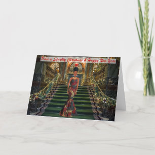 Festiva Tarjeta de Navidades de sirena negra