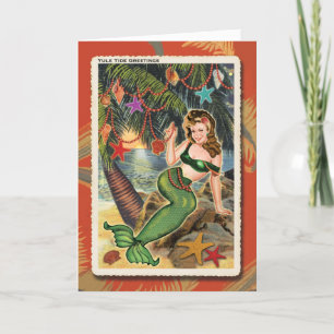 Festiva Tarjeta de Navidades de Sirenas