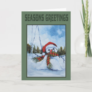 Festiva tarjeta de navidades de snowman
