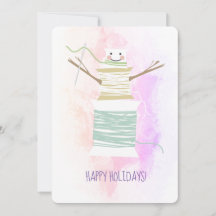 Tarjeta de Navidades de snowman de cola de coser