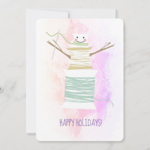 Festiva Tarjeta de Navidades de snowman de cola de coser