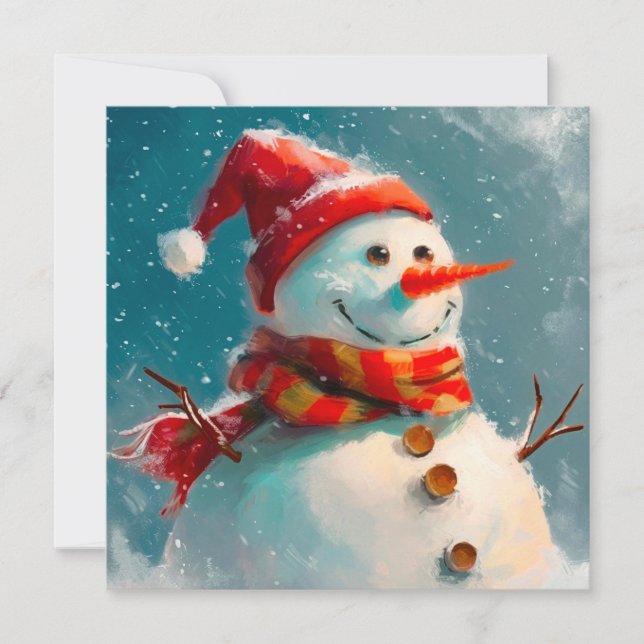 Festiva Tarjeta de Navidades de Snowman de época (Anverso)