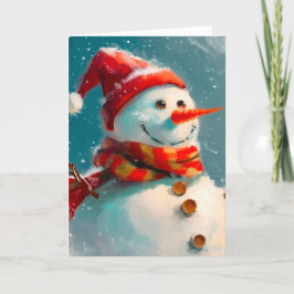 Festiva Tarjeta de Navidades de Snowman de época