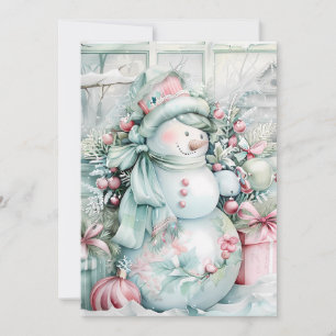 Festiva Tarjeta de Navidades de Snowman de época personali