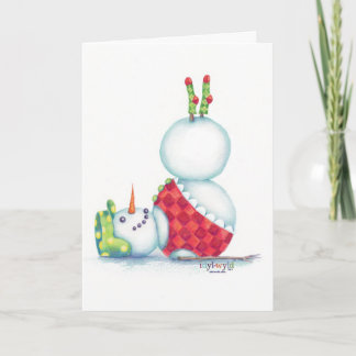 Festiva tarjeta de navidades de snowman de yoga/estilo esc