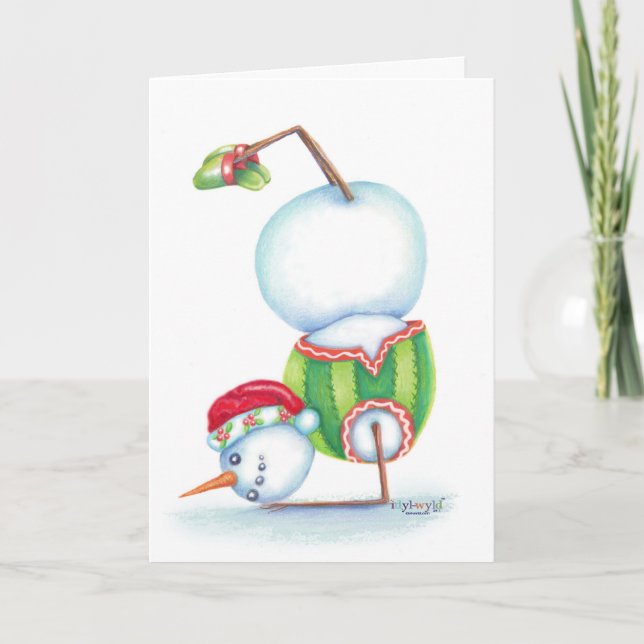 Festiva Tarjeta de navidades de snowman de yoga/estilo esc (Anverso)