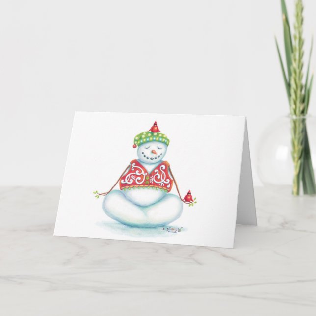 Festiva Tarjeta de navidades de snowman de yoga/estilo esc (Anverso)