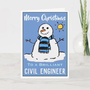 Festiva Tarjeta de Navidades de Snowman para ingeniero civ
