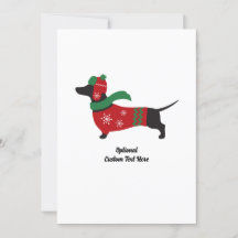Tarjeta de Navidades de suéter de Dachshund Cute