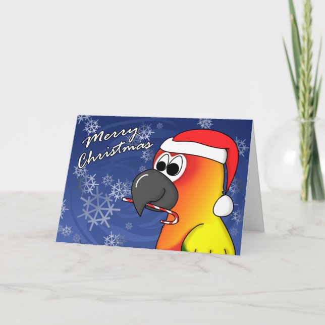 Festiva Tarjeta de Navidades de Sun Conure (Anverso)