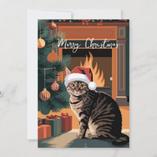 Festiva tarjeta de navidades de tabby de tabby lindo