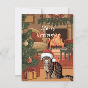 Festiva tarjeta de navidades de tabby de tabby lindo