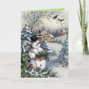 FESTIVA TARJETA DE NAVIDADES DE TIEMPO ANTIGUO