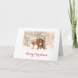 Festiva Tarjeta de navidades de tigres