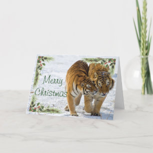 Festiva Tarjeta de Navidades de tigres