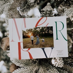 Festiva Tarjeta de Navidades de tipografía de MERRY