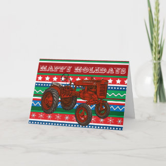 Festiva Tarjeta de Navidades de Tractor de País