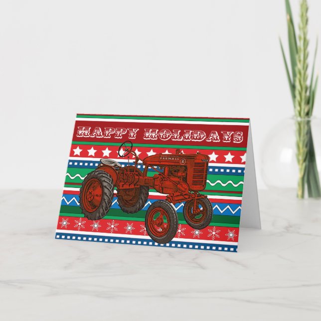 Festiva Tarjeta de Navidades de Tractor de País (Anverso)